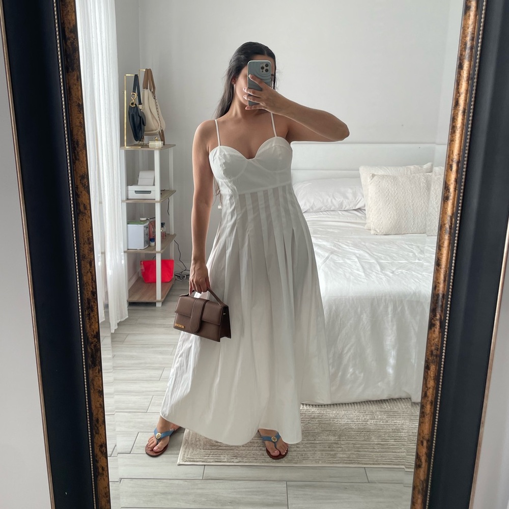 Zara Nylon White Maxi Dress w/ Spaghetti Straps